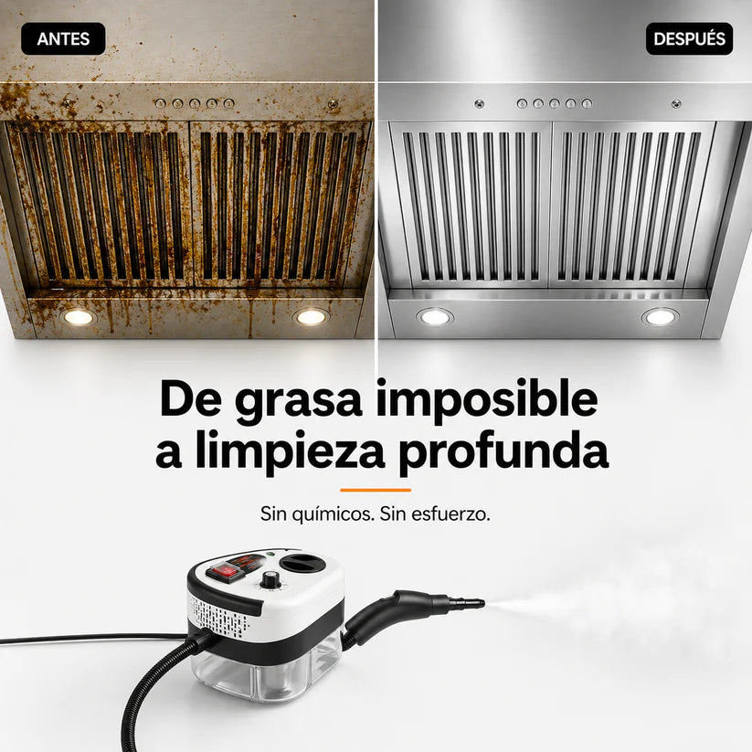 Limpiador a Vapor Portátil 2500W PRO™ | Adiós grasa pegada al instante