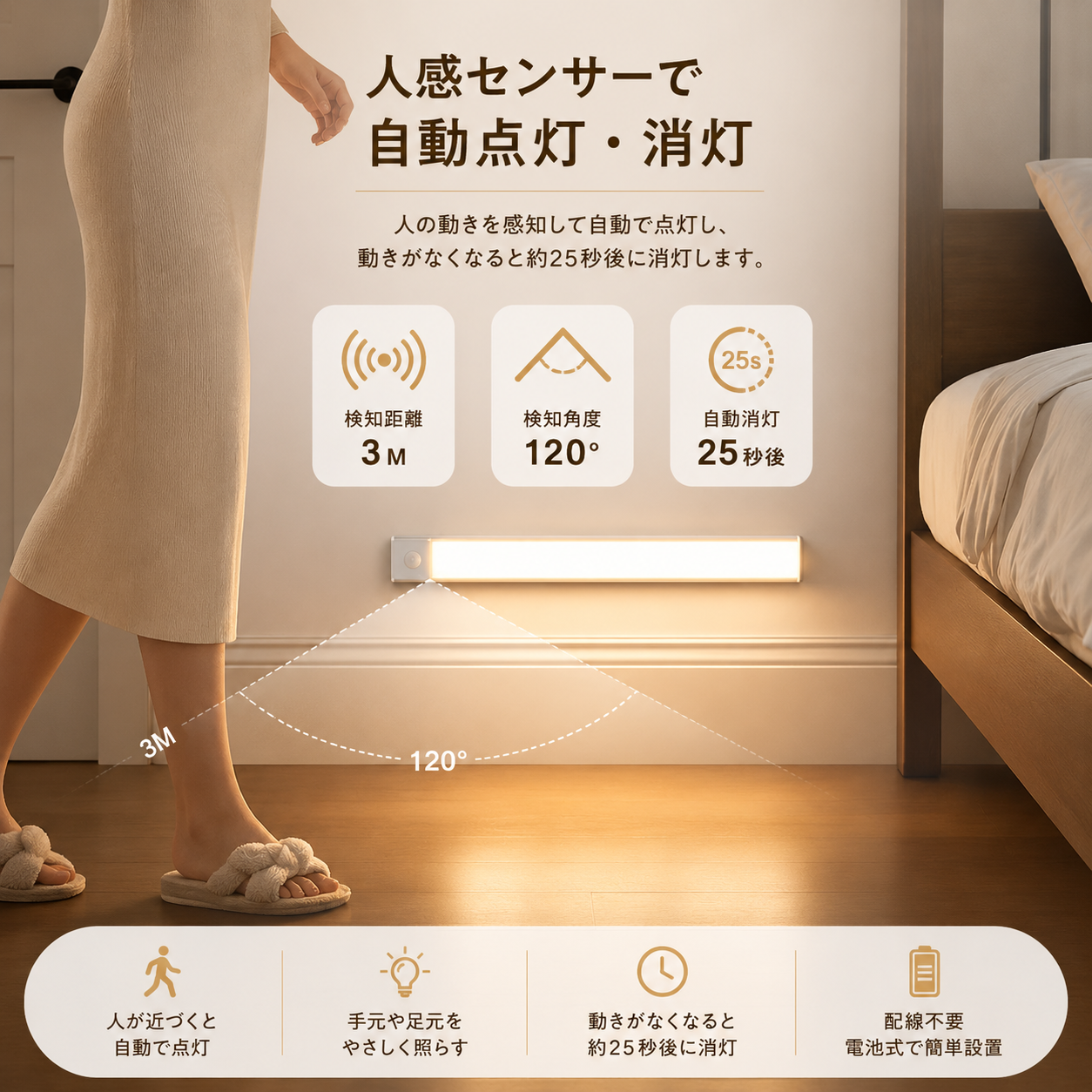 【本日終了間近！No.1獲得】Smart Motion Light™ 20cm 充電式
